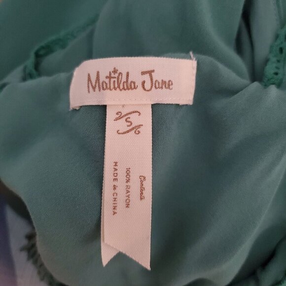 Matilda Jane Maxi Dress Womens Small Green Sleeveless Rayon Comfy Long Crochet - Picture 5 of 16